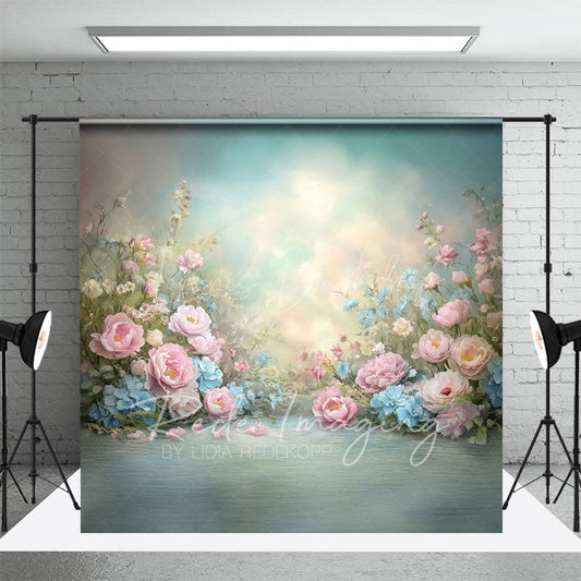 Lofaris Painted Colorful Pastel Florals Photography Backdrop