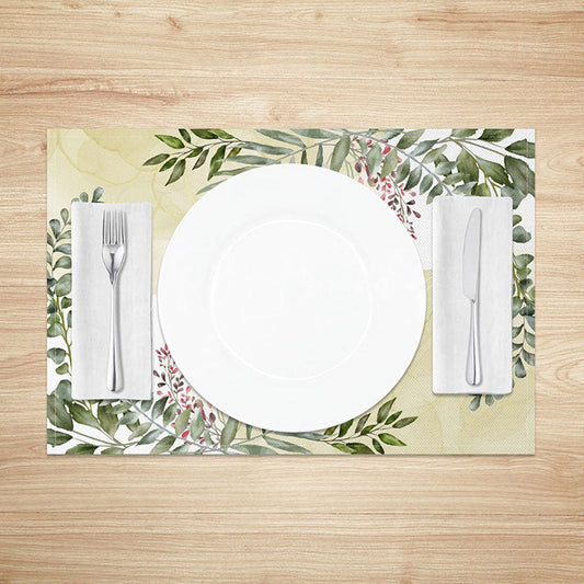 Lofaris Painted Green Leaf Placemats Set of 4 for Boho and Botanical Themed Kitchen Dining Table Decor