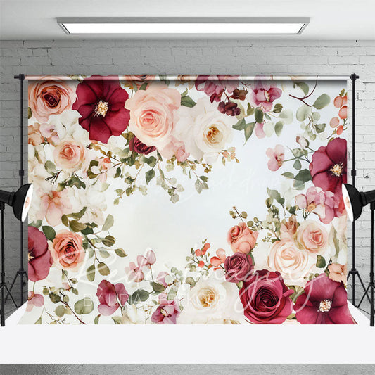 Lofaris Painted Red Pink Spring Florals Photography Backdrop