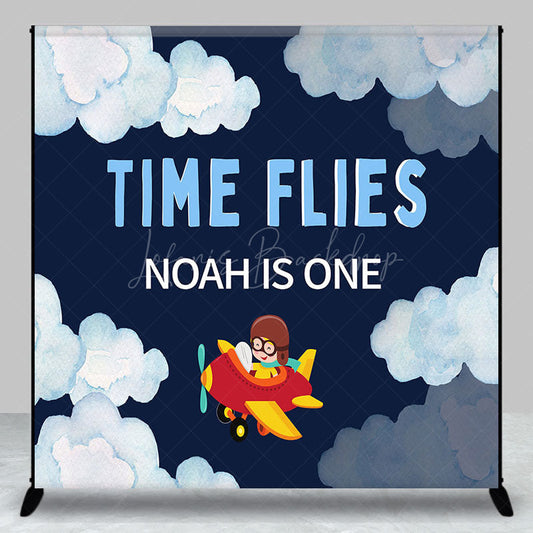 Lofaris Painted Sky Cloud Custom Name 1st Birthday Backdrop