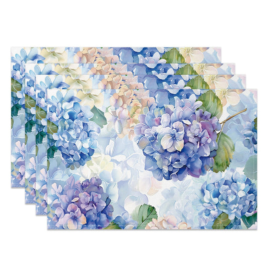 Lofaris Painted Spring Blue Hydrangea Set Of 4 Placemats