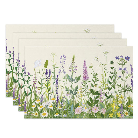 Lofaris Painted Spring Greenery Wildfloral Set Of 4 Placemats