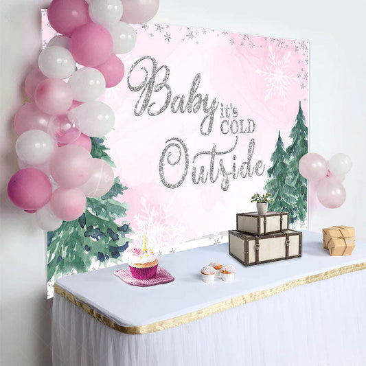 Lofaris Painted Tree Snowflake Baby Its Cold Outside Backdrop