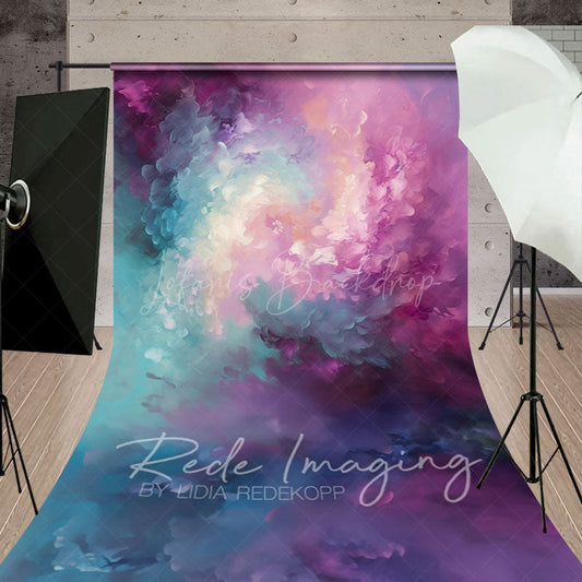 Lofaris Painterly Blue Purple Mixed Abstract Photo Backdrop
