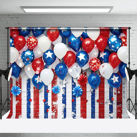 Lofaris Painting Blue White Red Stripes July 4th Backdrop