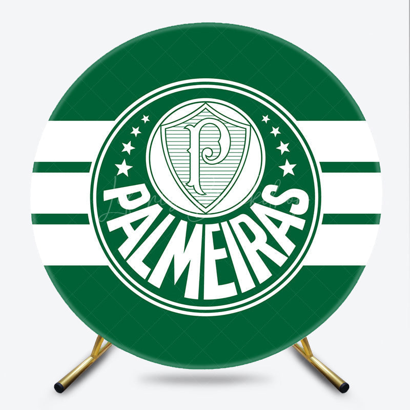 Lofaris Palmeiras Football Club Inspired Round Backdrop Kit Brazilian Soccer Team Logo Sports Birthday Party Decor