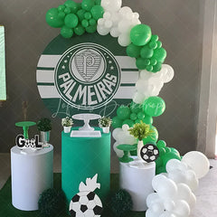 Lofaris Palmeiras Football Club Inspired Round Backdrop Kit Brazilian Soccer Team Logo Sports Birthday Party Decor