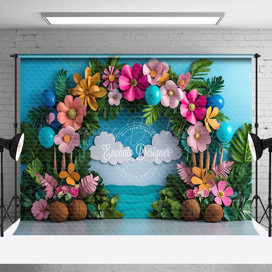 Lofaris Paper Cut Hawaii Flowers Summer Photography Backdrop