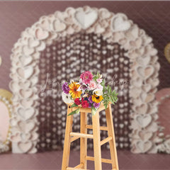 Lofaris Paper Heart Arch Valentine Day Backdrop Hanging Hearts Beads Pink Background Romantic Wedding Photography Decor
