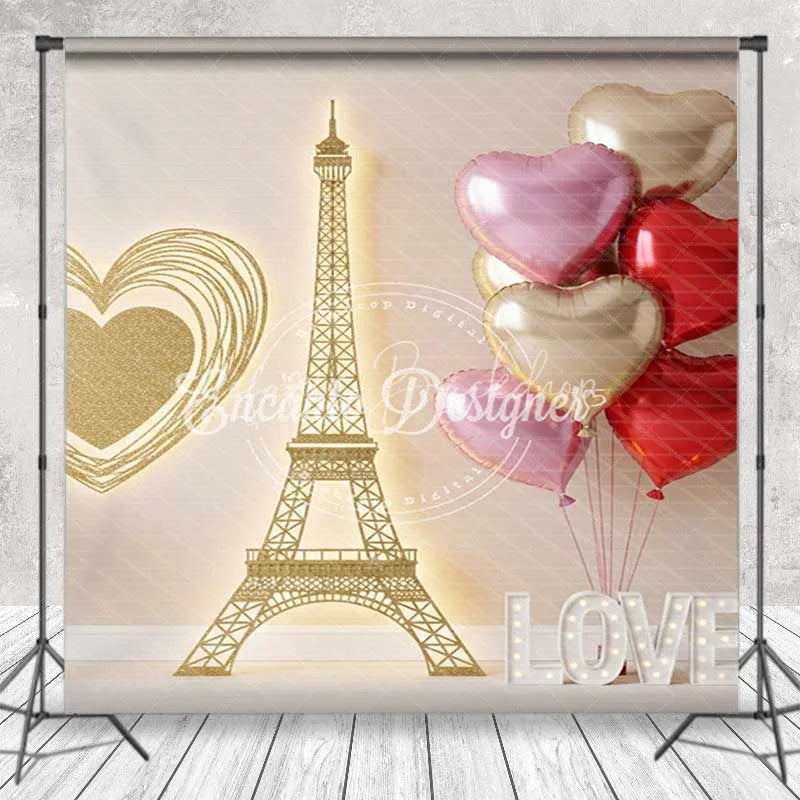 Lofaris Paris Love Room Set Backdrop Eiffel Tower Bicycle Photography Background Romantic Valentine Heart Photo Prop