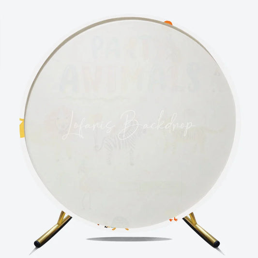 Lofaris Party Animals Round Backdrop for Kids Birthday Cute Jungle and Safari Wild One Photo Booth Decor