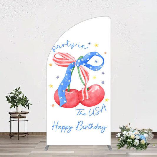 Lofaris Party In The Usa Apple Bow Birthday Half Moon Arch Backdrop