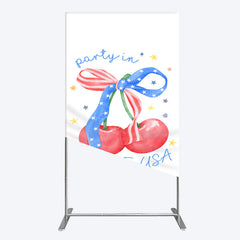 Lofaris Party In The Usa Apple Bow Birthday Rectangle Backdrop