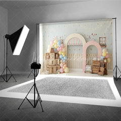 Lofaris Pastel Dollhouse and Tea Party Photography Backdrop Whimsical Floral Wallpaper Baby Shower Birthday Decor