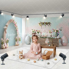 Lofaris Pastel Easter Floral Arch Room Set Backdrop Spring Eggs and Flowers Celebration Photo Studio Background