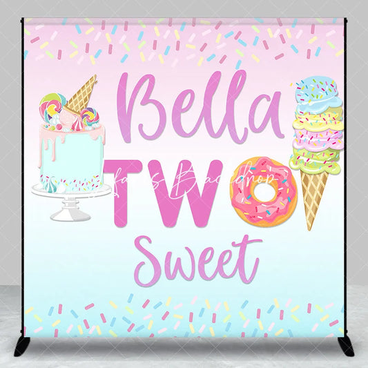 Lofaris Pastel Pink Blue Sweet Candy Donut Ice Cream Cake Custom Backdrop Two Birthday Party Decor