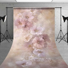 Lofaris Pastel Pink Floral Sweep Backdrop Soft Painted Flowers Photography Floor Mat Fine Art Spring Decoration
