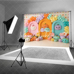 Lofaris Pastel Pumpkin Balloon Garland Arched Photography Backdrop Cute Fall Autumn Baby Kids Birthday Photo Booth Decor