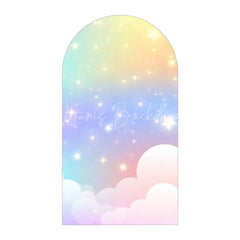 Lofaris Pastel Rainbow Cloud Arch Backdrop Pink Blue Sky Star Background for Birthday Party