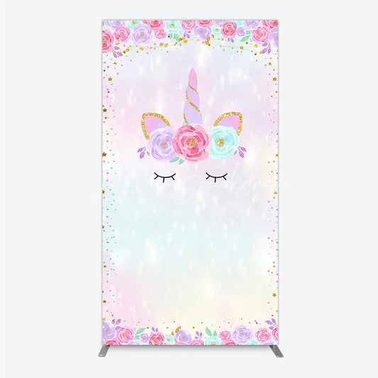 Lofaris Pastel Rainbow Unicorn Floral Rectangle Arch Backdrop Magical Birthday Baby Shower Decor