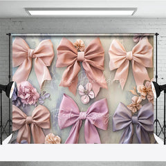 Lofaris Pastel Ribbon Bows Fine Art Backdrop Pink Lavender Peach Bowknot Soft Background Newborn Girl Photography Prop