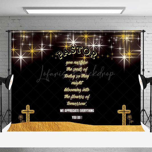 Lofaris Pastor Appreciation Day Backdrop Black and Gold Thank You Banner We Appreciate Everything Do Church Photo Prop