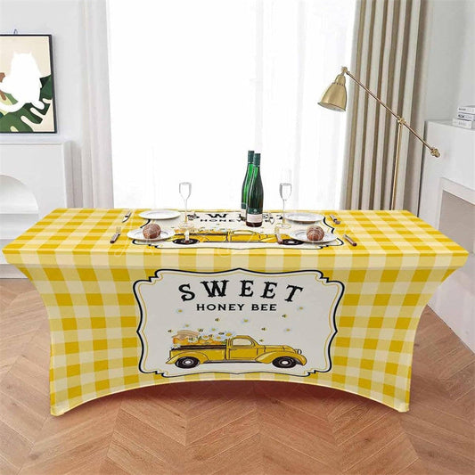 Lofaris Pastoral Daisy Bee Honey Baby Shower Stretch Table Cover