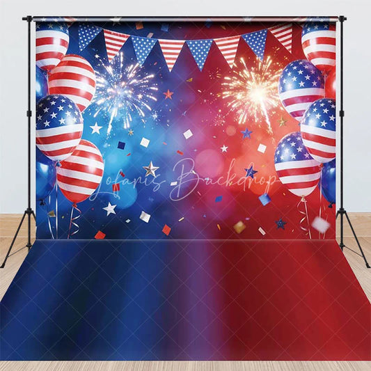 Lofaris Patriotic Balloons and Stars Combo Set Backdrop Independence Day Celebration Decor