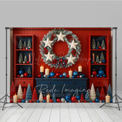 Lofaris Patriotic Christmas Photography Backdrop Red White and Blue Stars Stripes American Holiday Party Decor