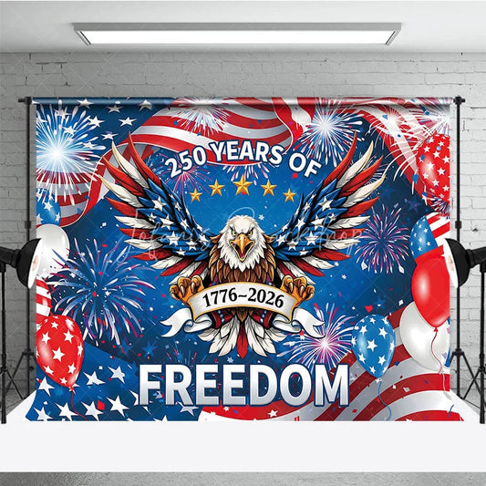 Lofaris Patriotic Eagle and Fireworks Holiday Backdrop 250 Years of Freedom Celebration Party Decor