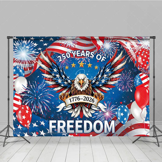 Lofaris Patriotic Eagle and Fireworks Holiday Backdrop 250 Years of Freedom Celebration Party Decor