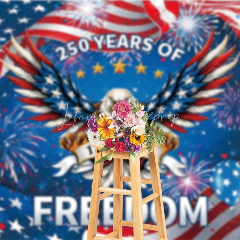 Lofaris Patriotic Eagle and Fireworks Holiday Backdrop 250 Years of Freedom Celebration Party Decor