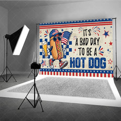 Lofaris Patriotic Hot Dog Character Holiday Backdrop American Flag Beer 4th of July Summer BBQ Party Decor
