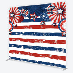 Lofaris Patriotic Stars and Stripes Party Backdrop Red White Blue Celebration Decor Tension Fabric