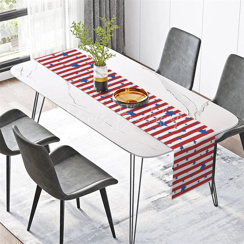 Lofaris Patriotic Table Runner American Flag Stars and Stripes Red White Blue 4th of July Decor