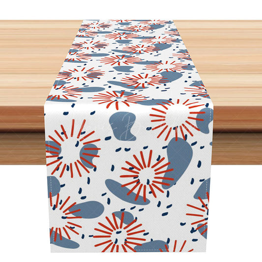 Lofaris Patriotic Table Runner with Red White and Blue Abstract Pattern for 4th of July Memorial Day