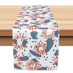Lofaris Patriotic Table Runner with Red White and Blue Abstract Pattern for 4th of July Memorial Day