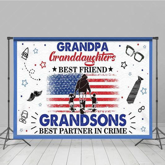 Lofaris Patriotic Usa Flag Happy Grandpa Fathers Day Backdrop