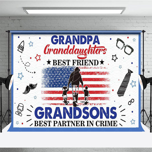 Lofaris Patriotic Usa Flag Happy Grandpa Fathers Day Backdrop