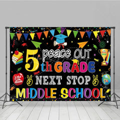 Lofaris Peace Out 5th Grade Next Stop Middle School Backdrop Graduation Supplies Photo Background
