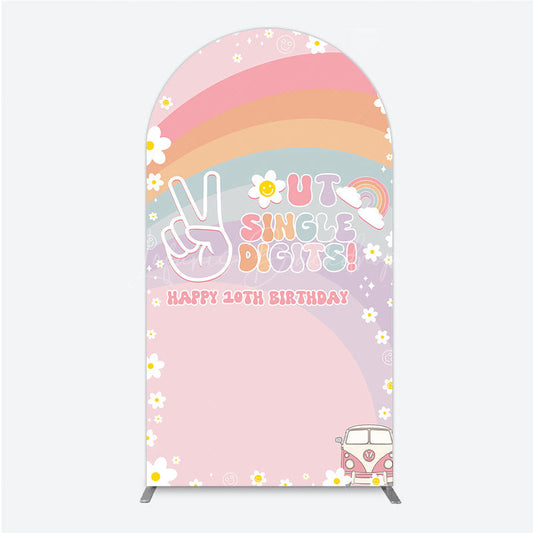 Lofaris Peace Out Single Digits 10th Birthday Arch Backdrop Groovy 70s Retro Theme VW Bus and Rainbow Party Decor