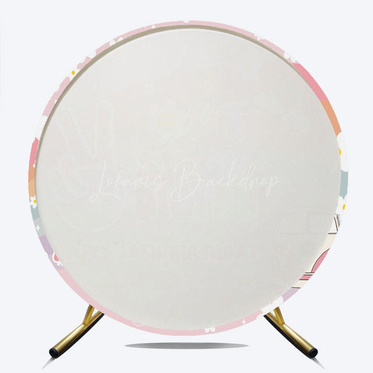 Lofaris Peace Out Single Digits 10th Birthday Round Backdrop Groovy 70s Retro Theme VW Bus and Rainbow Party Decor