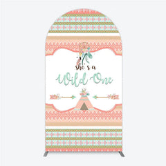 Lofaris Peach and Mint Boho Tribal She’s a Wild One Round Top Arch Backdrop Dreamcatcher Teepee Birthday Party Decor