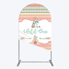 Lofaris Peach and Mint Boho Tribal She’s a Wild One Round Top Arch Backdrop Dreamcatcher Teepee Birthday Party Decor