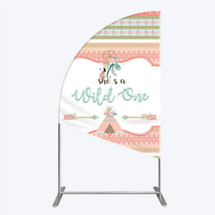 Lofaris Peach and Mint Green Boho Tribal She’s a Wild One Half Moon Arch Backdrop Dreamcatcher Teepee First Birthday Decor
