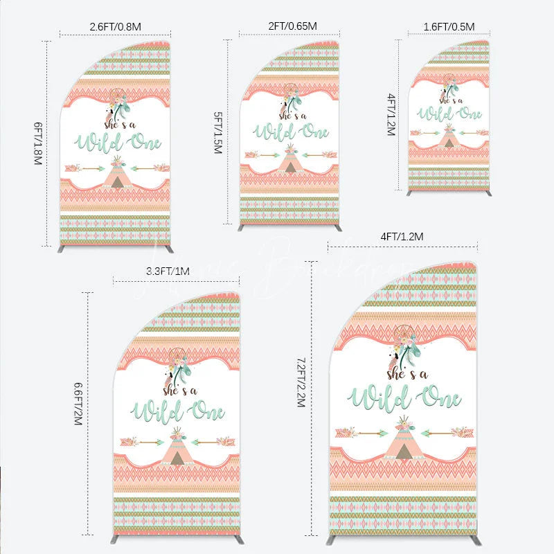Lofaris Peach and Mint Green Boho Tribal She’s a Wild One Half Moon Arch Backdrop Dreamcatcher Teepee First Birthday Decor