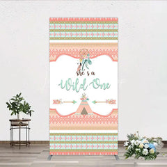 Lofaris Peach Mint Green Boho Tribal Rectangle Arch Backdrop She’s a Wild One Dreamcatcher Teepee Birthday Party Decor