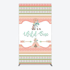 Lofaris Peach Mint Green Boho Tribal Rectangle Arch Backdrop She’s a Wild One Dreamcatcher Teepee Birthday Party Decor