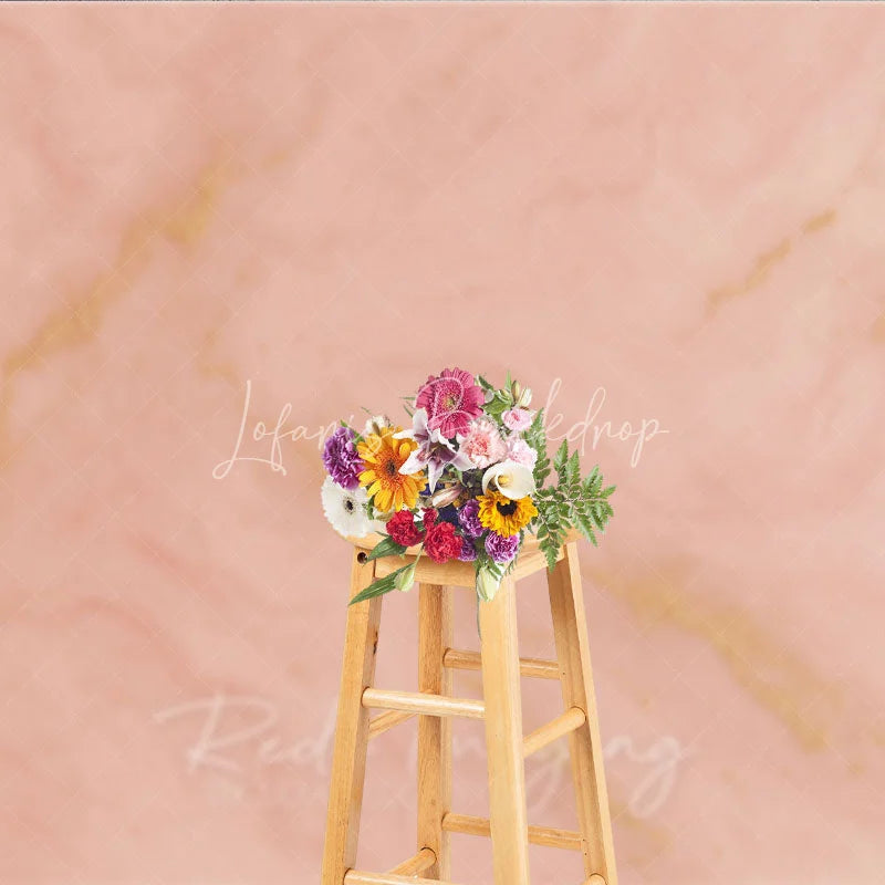 Lofaris Peachy Pink and Gold Vein Marble Texture Photography Backdrop Elegant Abstract Blush Photo Background