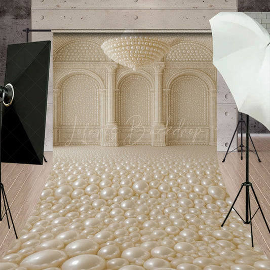 Lofaris Pearl Ballroom Sweep Backdrop Elegant Luxury Room with Arches Fantasy Wedding or Maternity Photo Shoots